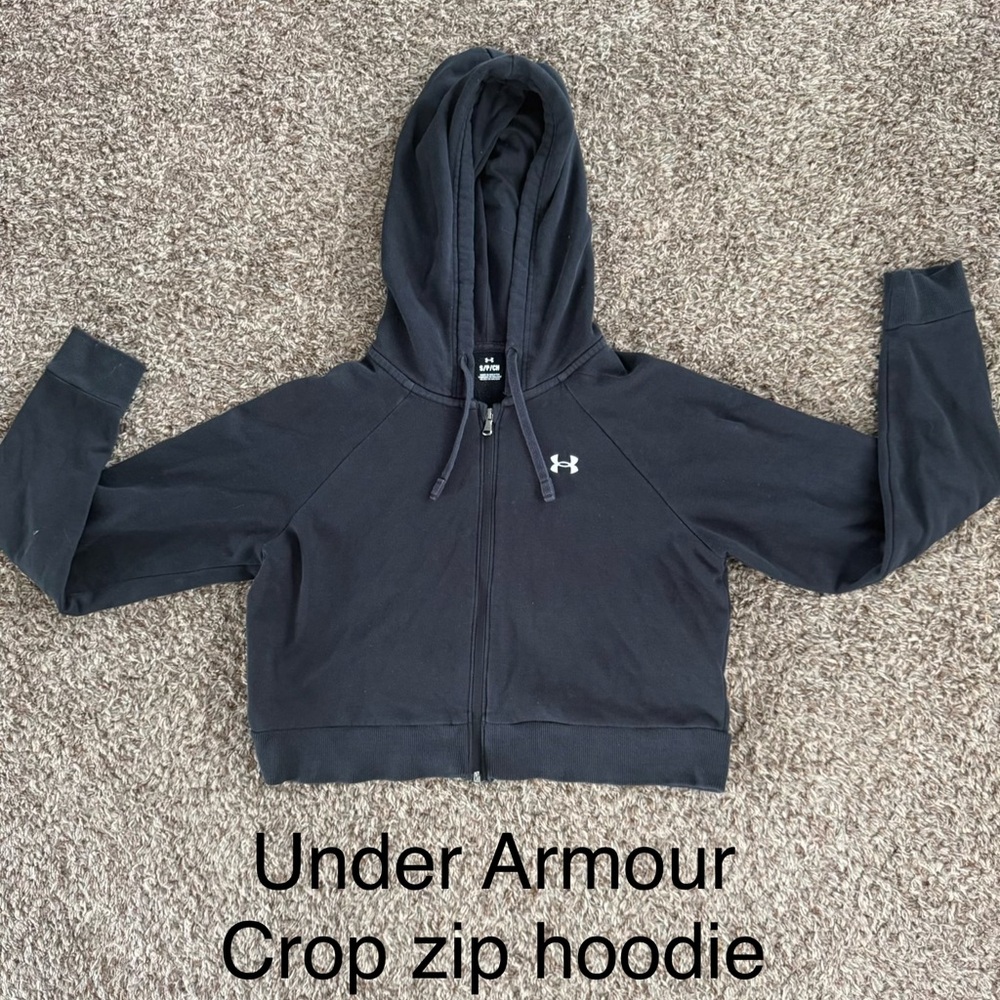 Under Armour Black Cropped Zip-Up Hoodie